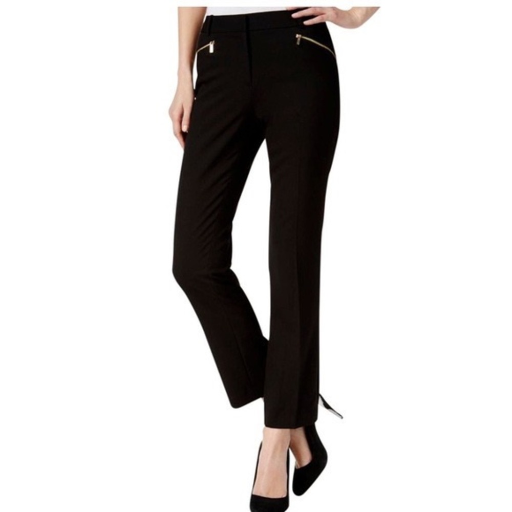 Calvin Klein Black Dress Pants With Gold From Pocket Zipper. Size 8.
